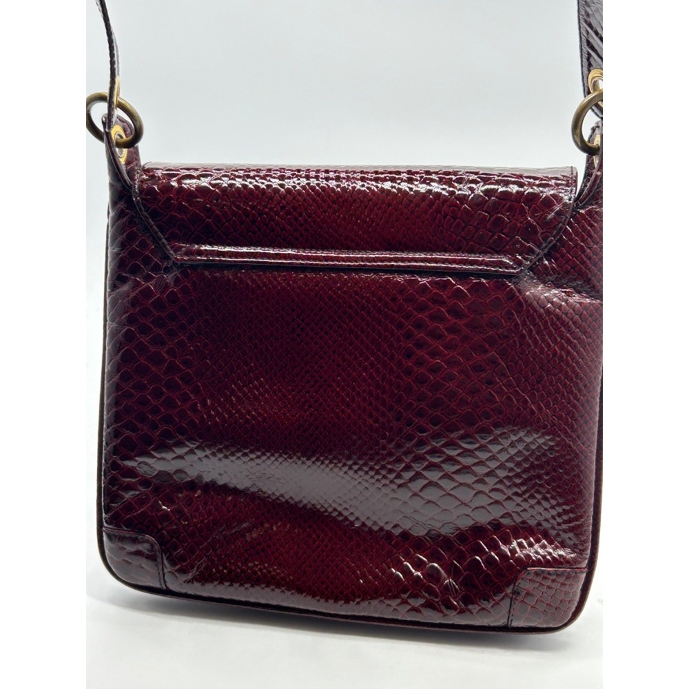 Vtg 70s Etienne AIGNER Cordovan Red Snake Embossed‎ Patent Leather Bag Handbag - Picture 12 of 12